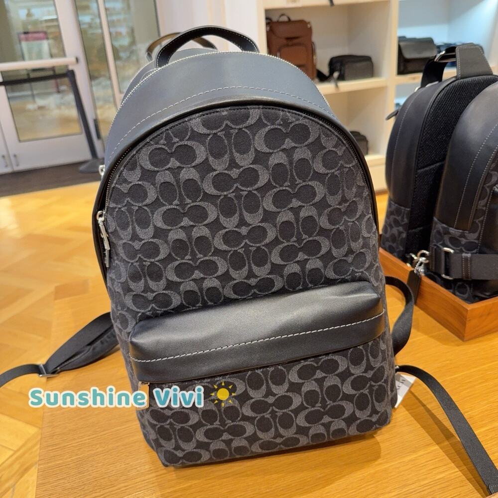 NWT Coach Taylor Backpack in Signature Denim Silver/Black CDC49 - Picture 7 of 7